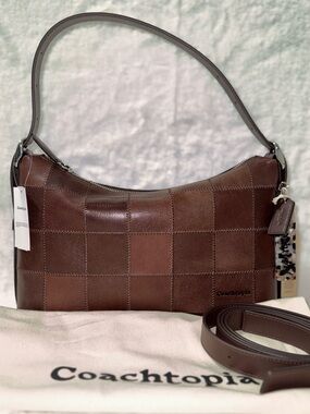 NWT Coachtopia Alter Ego Slouchy Shoulder Checkerboard Maple Medium Bag